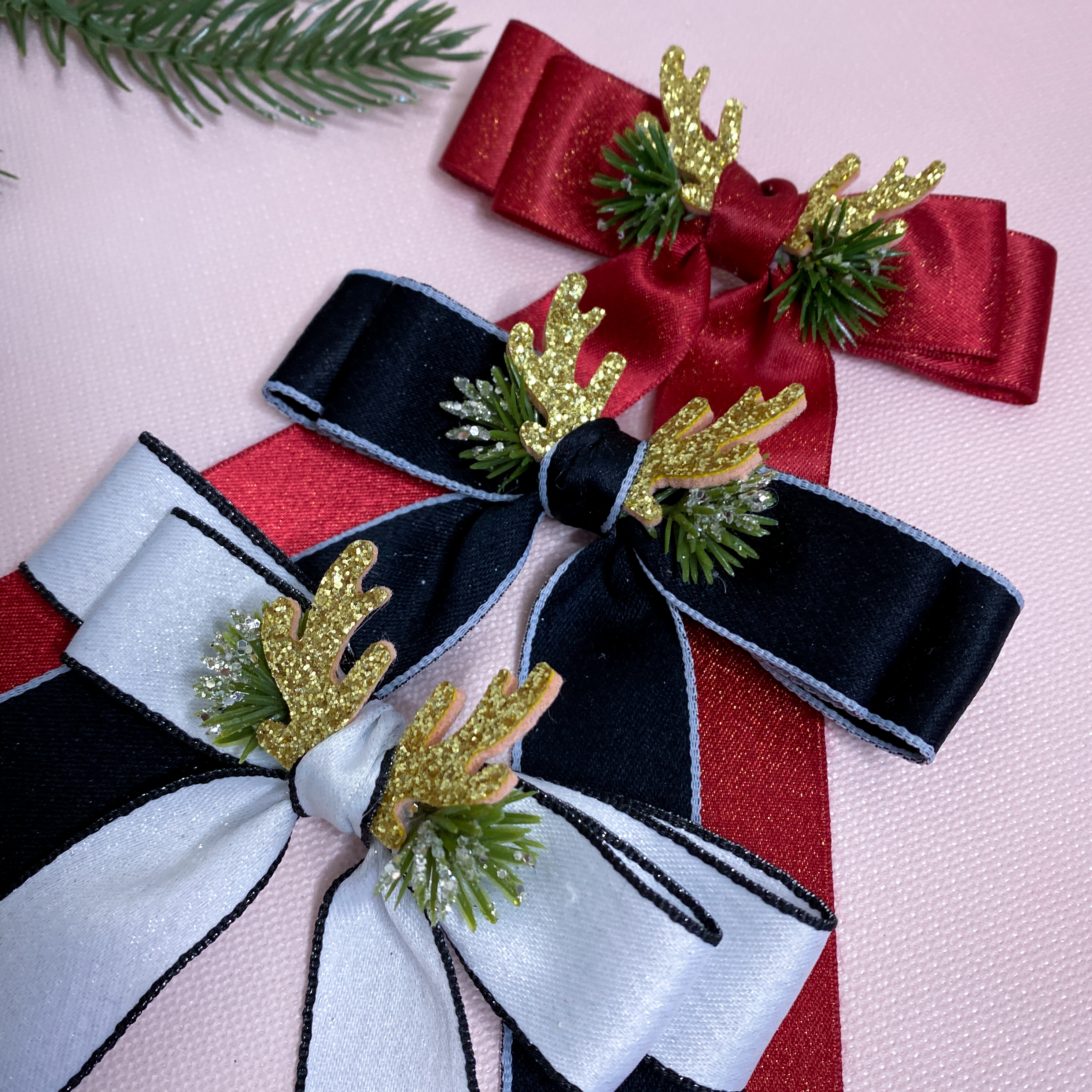 Бант з ріжками новорічний🎄